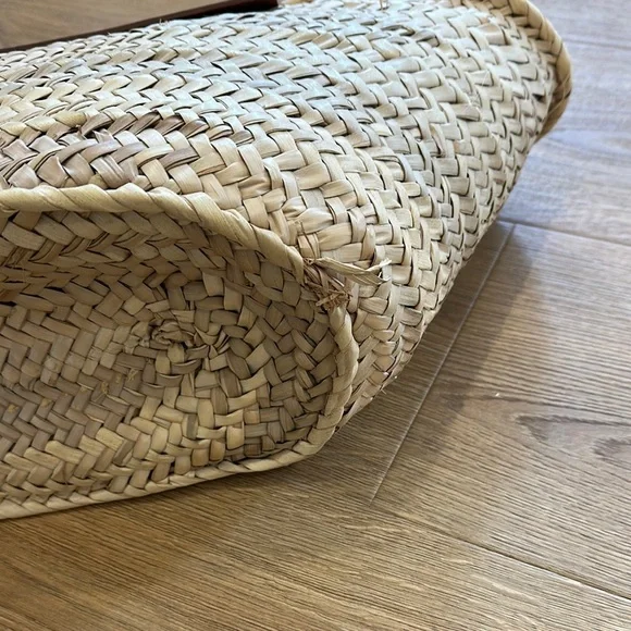 Hereu Brown and Tan Raffia/Leather Tote Bag